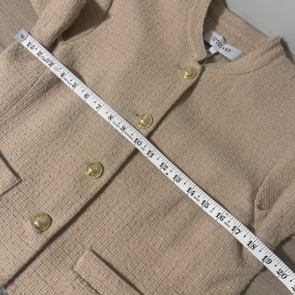 Derek Lam 10 Crosby Tweed Short Sleeve Gold Button Cotton Blend Blazer Jacket - Picture 9 of 9